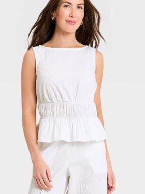 Women's Seersucker Peplum
Top - A New Day™ White new 🆕